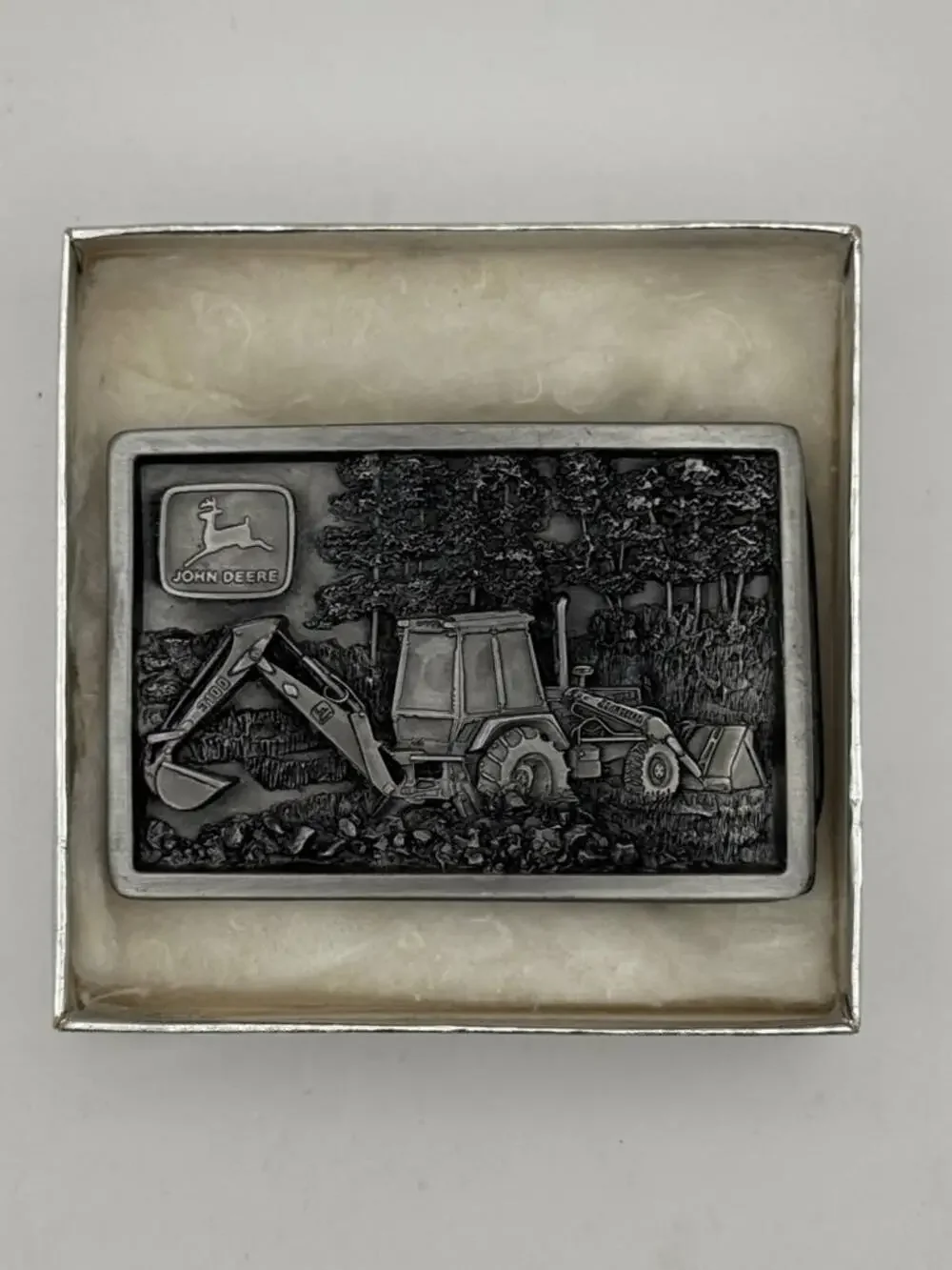 John Deere 1995 Backhoe Loader Belt Buckle Presentation Box Rectangular Western